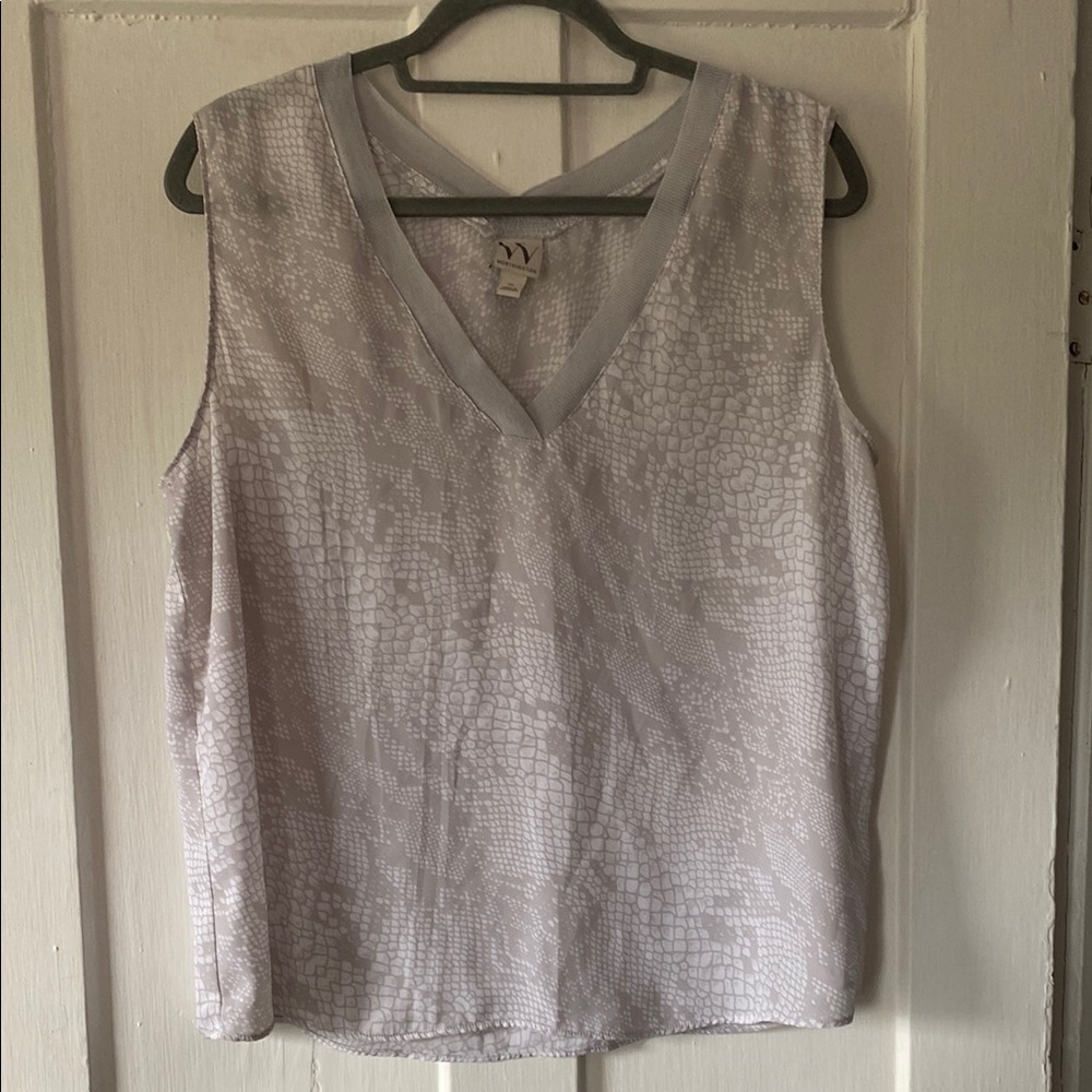Worthington Gray Silver Tank Top with V-Neckline